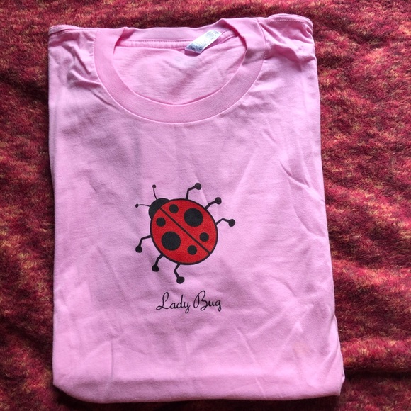 3 for $20❤️American Apparel Ladybug Pink T-shirt L - Picture 1 of 8